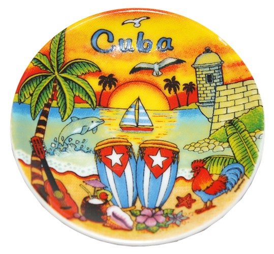 Cuban Sunset Plate Replica Refrigerator Magnet
